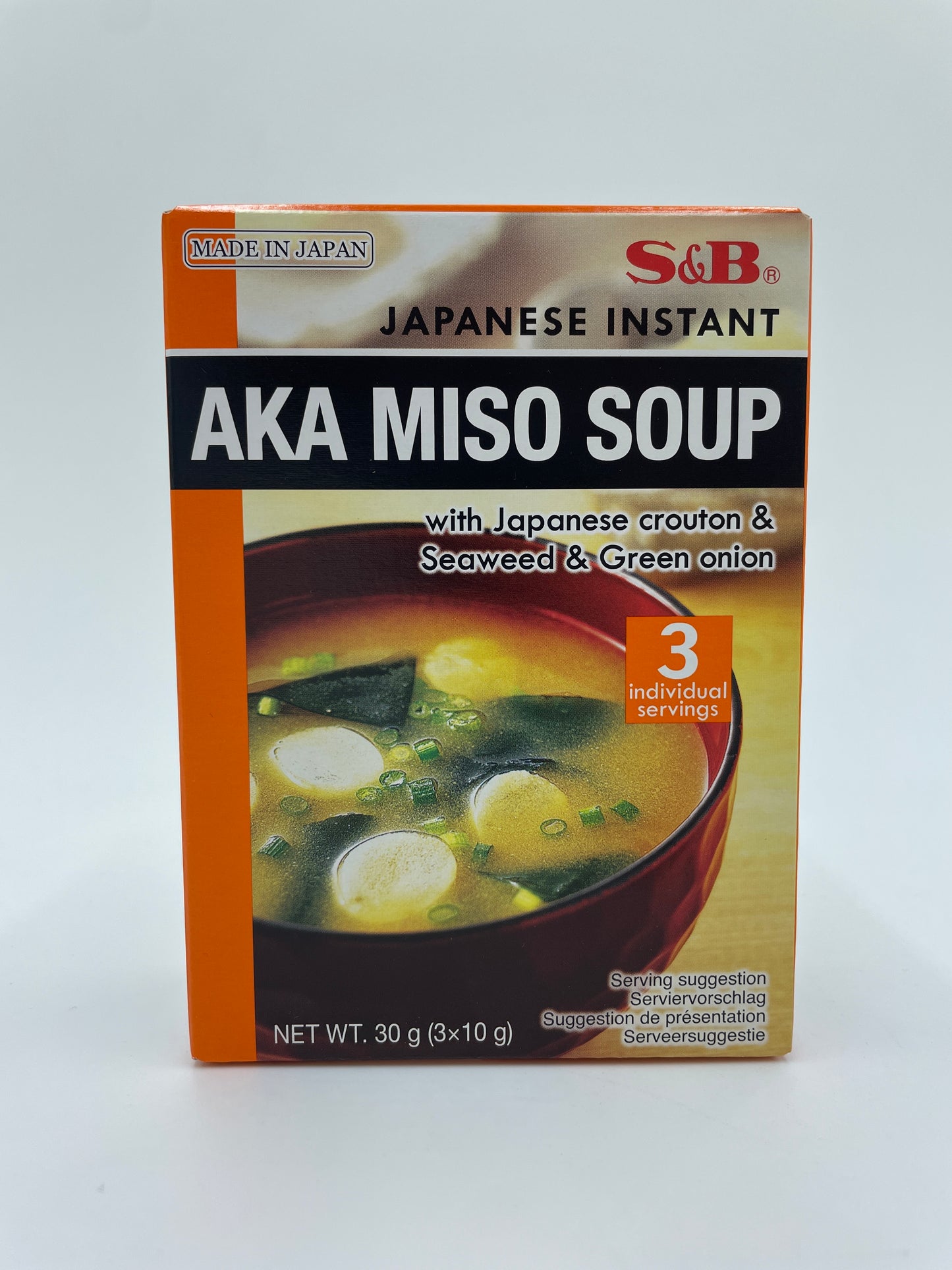Japanese Instant Aka Miso Soup With Japanese Crouton & Seaweed & Green Onion