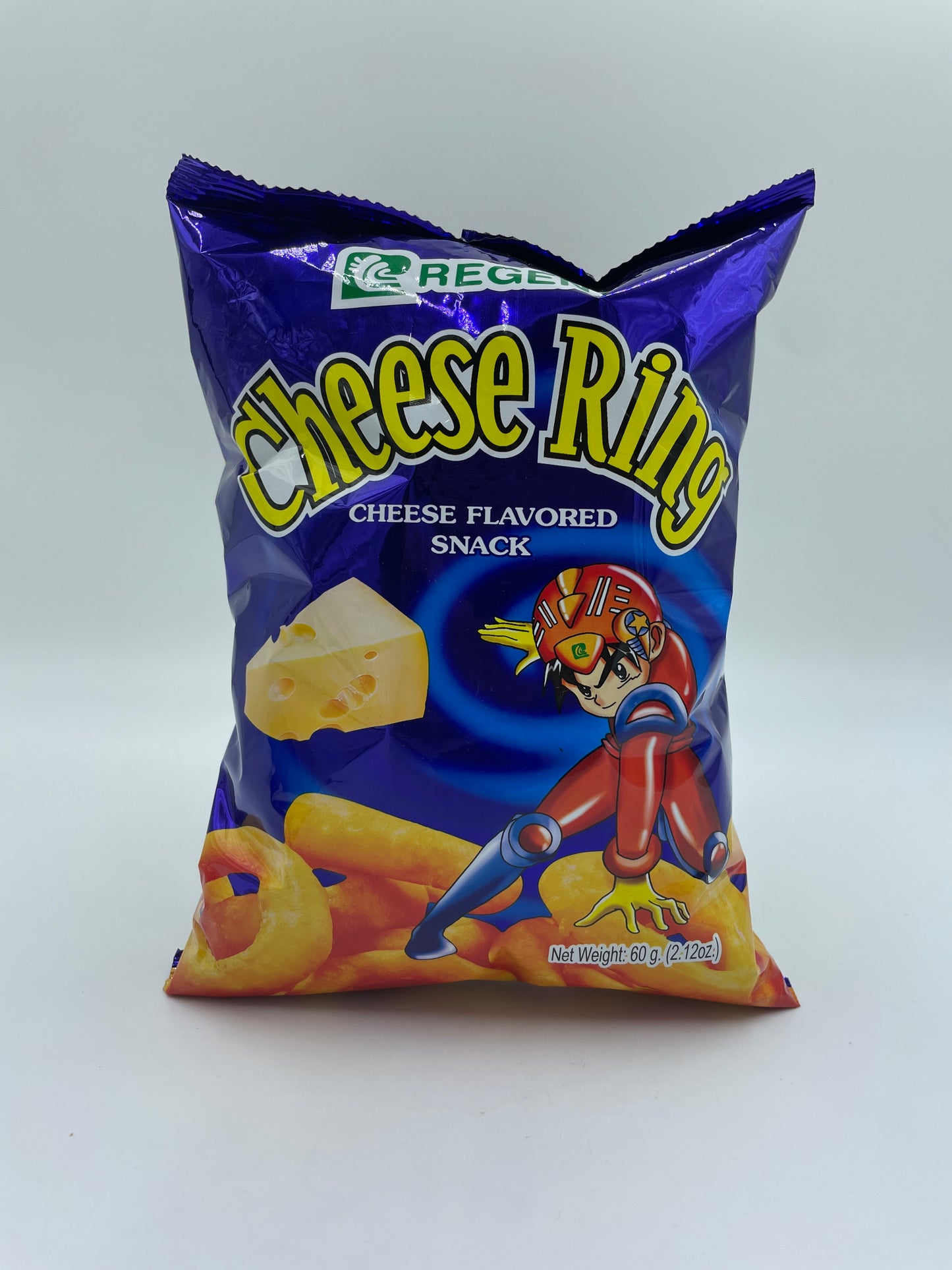 Regent ostesnack med ostesmag, rund form, sprød tekstur, perfekt til snacktid.