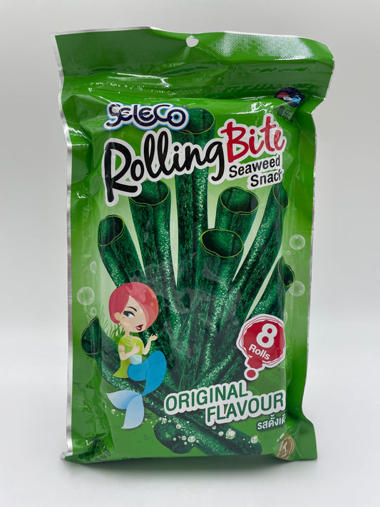 SELECO Rolling Bite ristede rulleede sprøde tang snacks med original smag, vises i billedet.