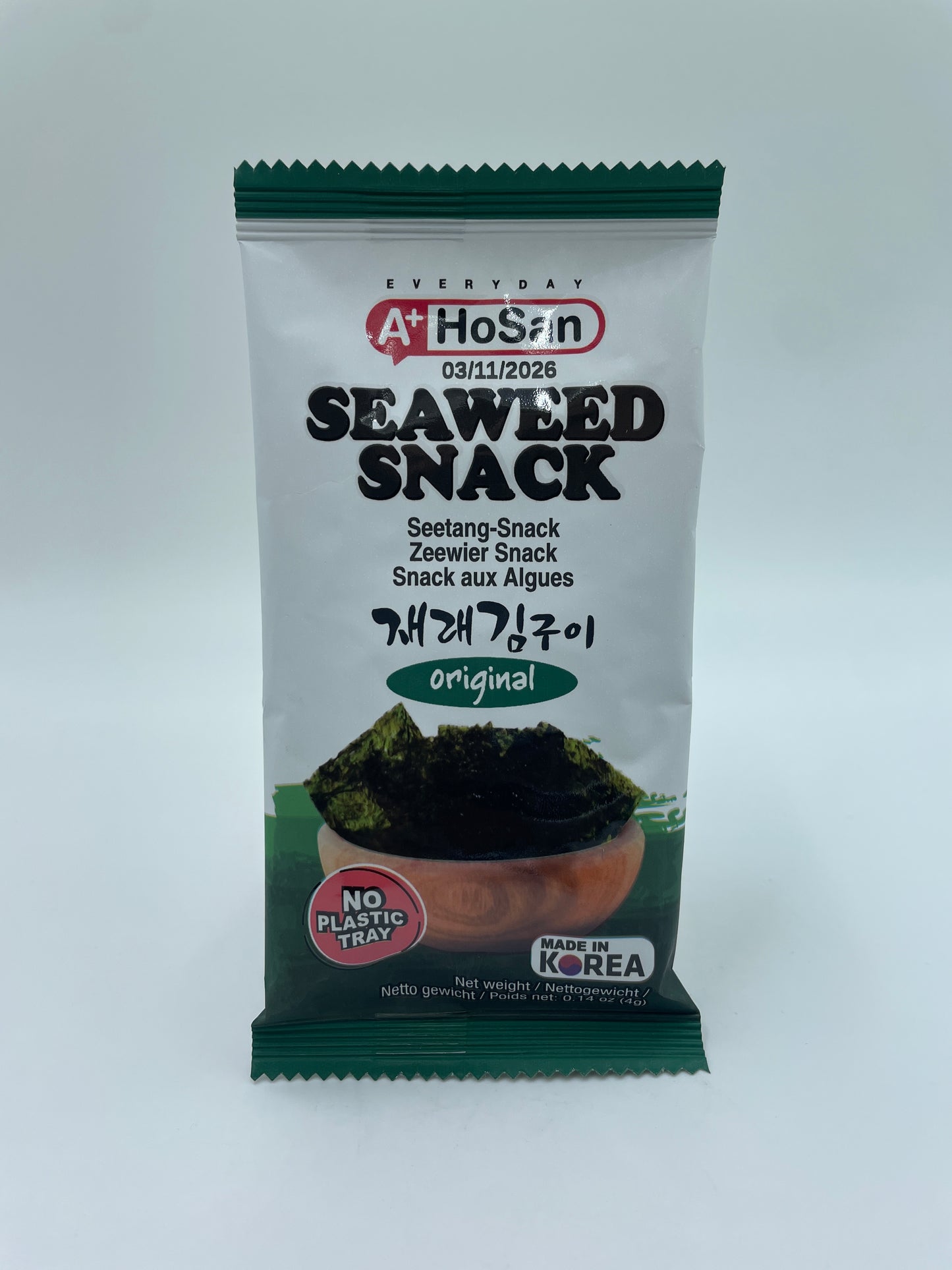 HOSAN Seaweed Snack Original, sprøde tangsnacks i pose, naturlig og velsmagende snack fra havtang.
