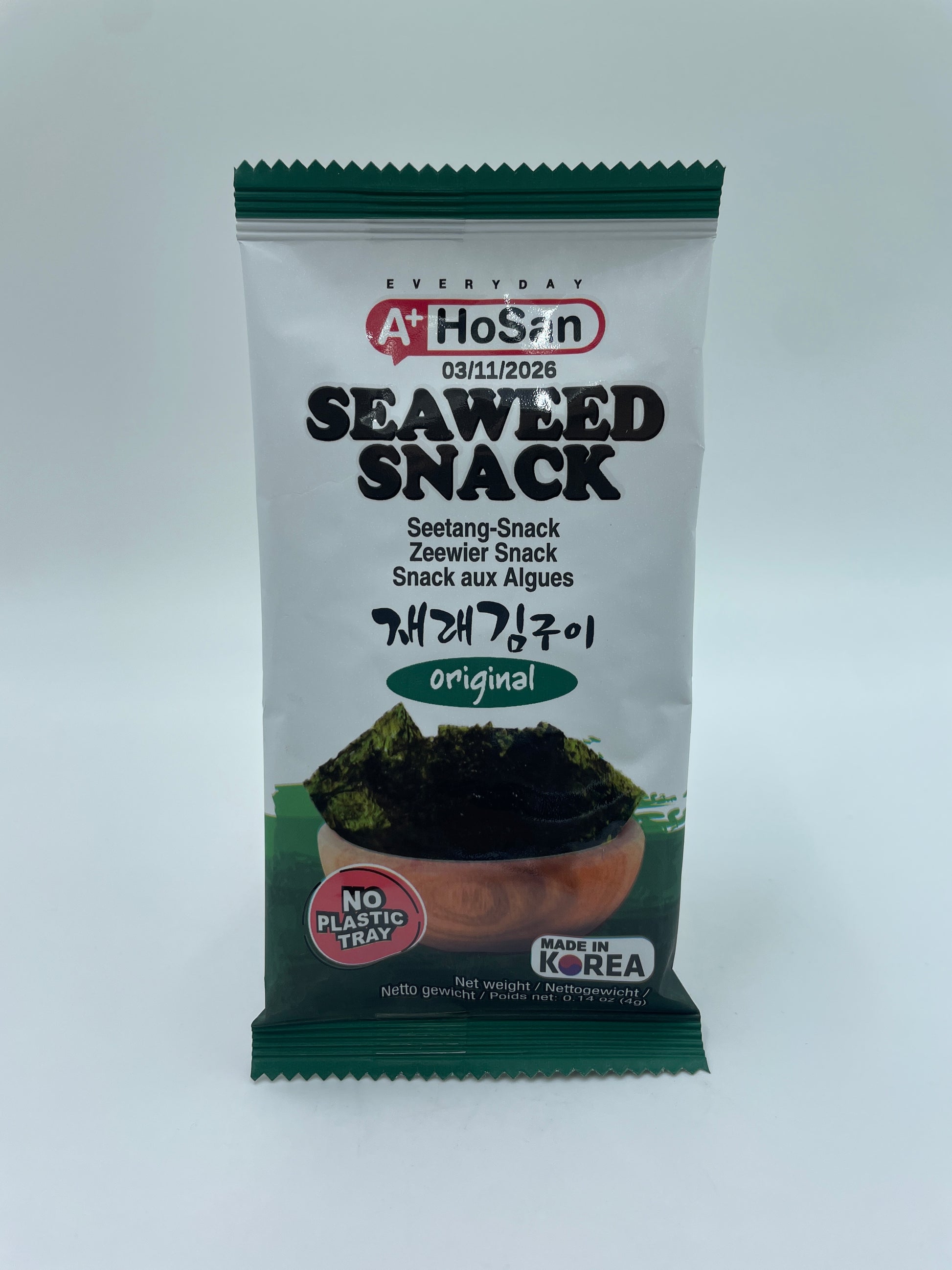 HOSAN Seaweed Snack Original, sprøde tangsnacks i pose, naturlig og velsmagende snack fra havtang.