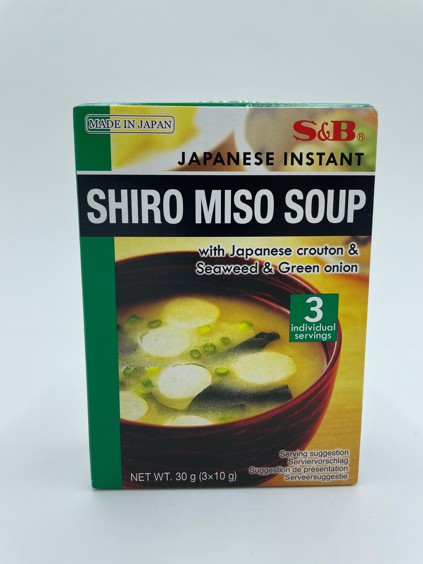 Japanese Instant Shiro Miso Soup With Japanese Crouton & Seaweed & Green Onion