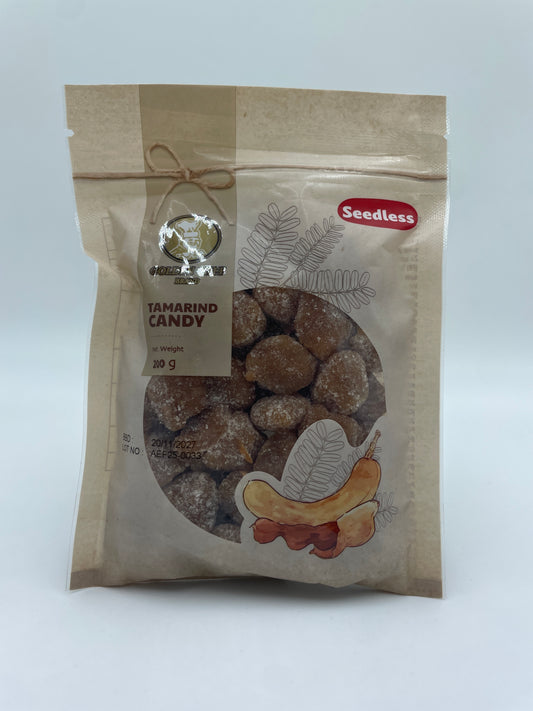 GULDEN CHEF tamarind slik i poser, frugtbaseret snacks med syrlig smag, synligt i en gennemsigtig emballage