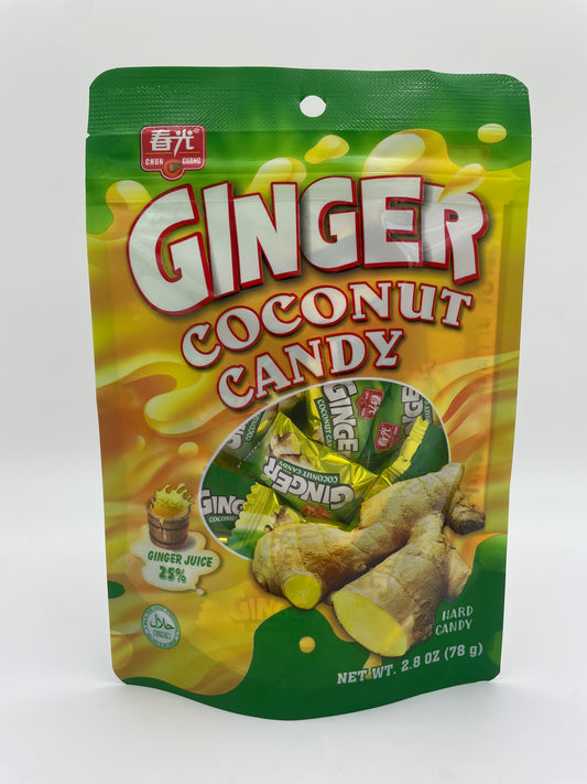 Chun Guang ginger kokosnødde-snack i mundret, naturlig form med kokos og ingefær, perfekt til snacks.