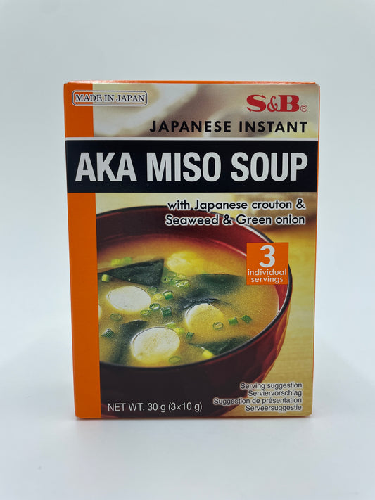Japanese Instant Aka Miso Soup With Japanese Crouton & Seaweed & Green Onion