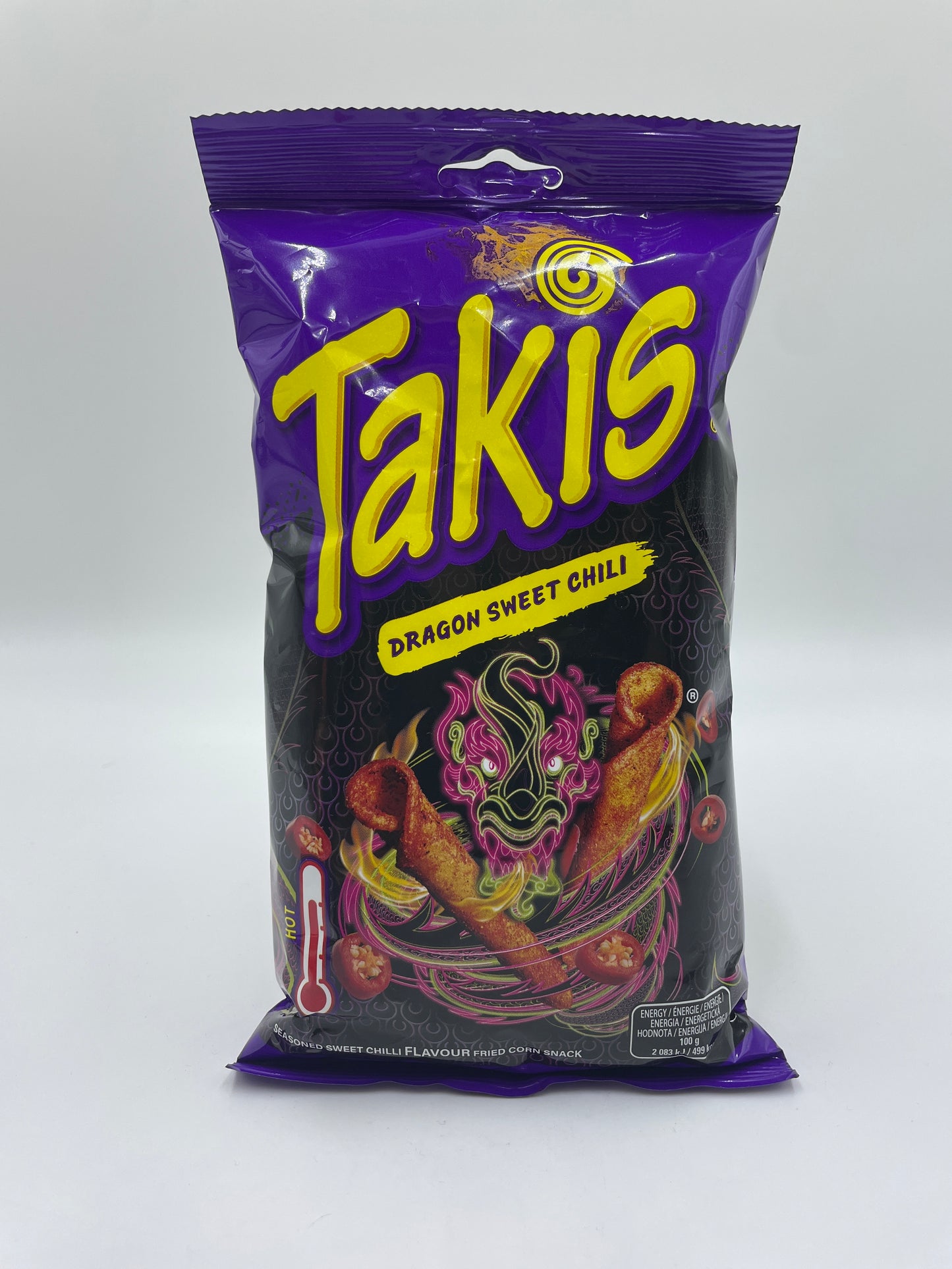 Takis Dragon Sweet Chilli snacks med krydret sød chilismag, sprød og velsmagende majs snack i pose.