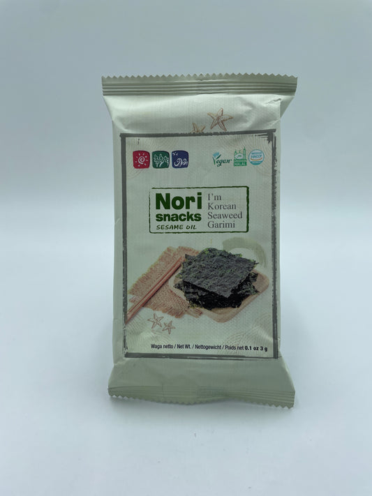 B C Nori Snacks med sesamolie, sprøde og velsmagende snacks med sesamfrø og tang, ideelle som sund snack
