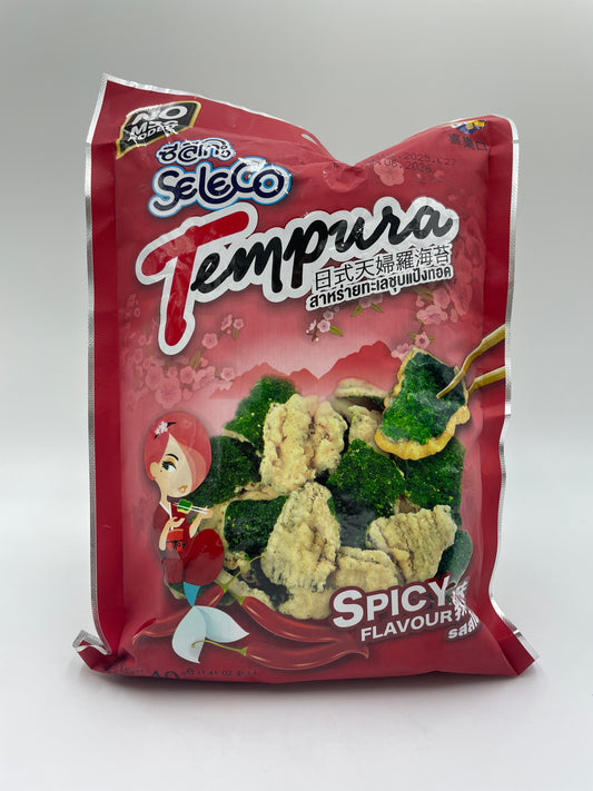 Sprød tempuraseaweed snack med krydret smag, butteret og stegt, fra SELECO, perfekt som spicy snacks.