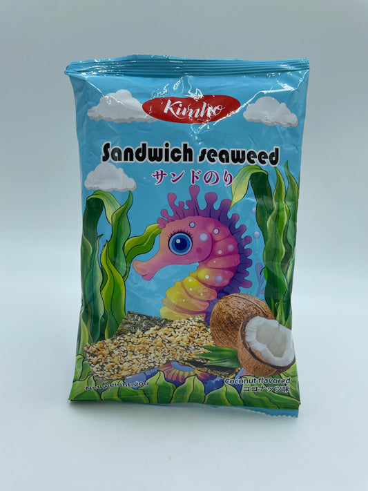 KIMHO snacks med sandwich-sej og kokos smag, sprød og velsmagende havsnegle, perfekt til snack eller mellemmåltid