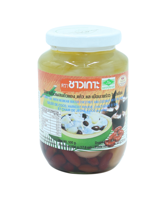 Coconut Gel With Redbean Water Chestnut And Coconut Meat In Syrup