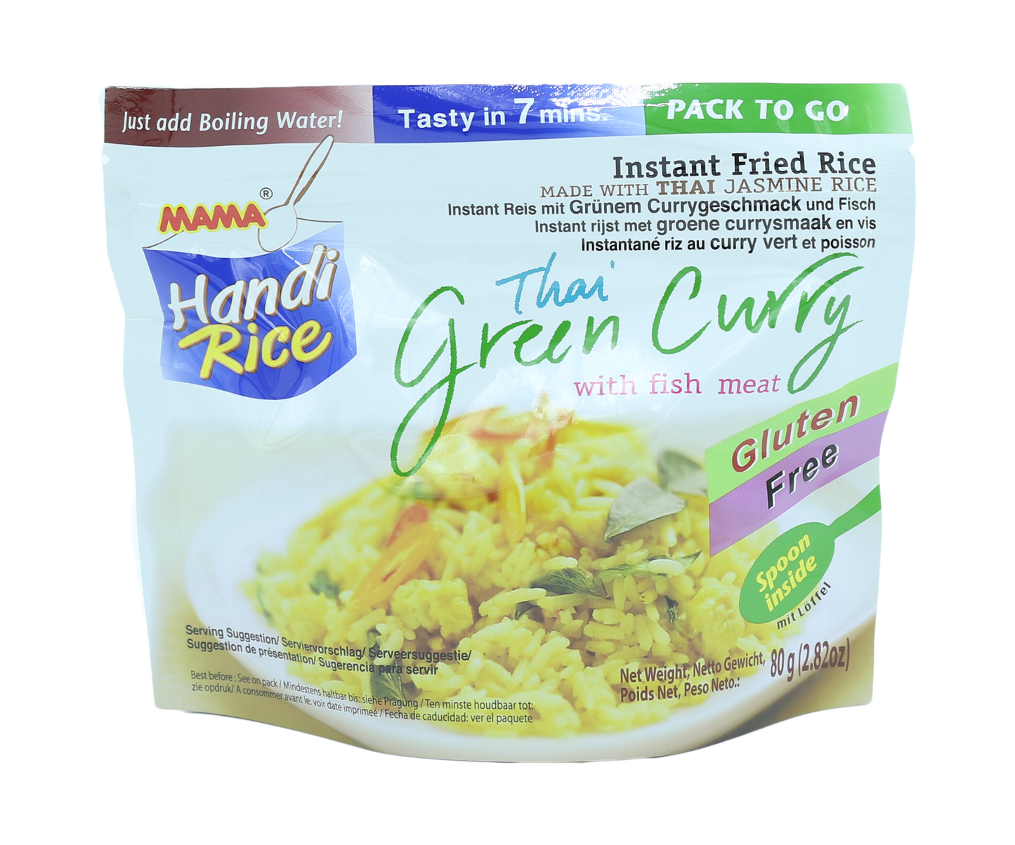 Instant Fried Rice Made With Thai Jasmin Rice Thai Green Curry With Fish Meat