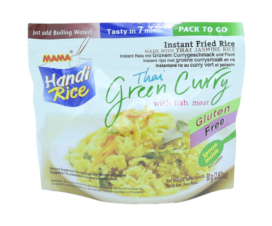Instant Fried Rice Made With Thai Jasmin Rice Thai Green Curry With Fish Meat